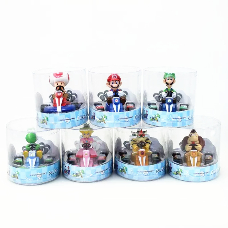 cartoon car mario luigi action figure pull-back vehicle Kart Cars Figure toys  Luigi mario pull back racers action figure