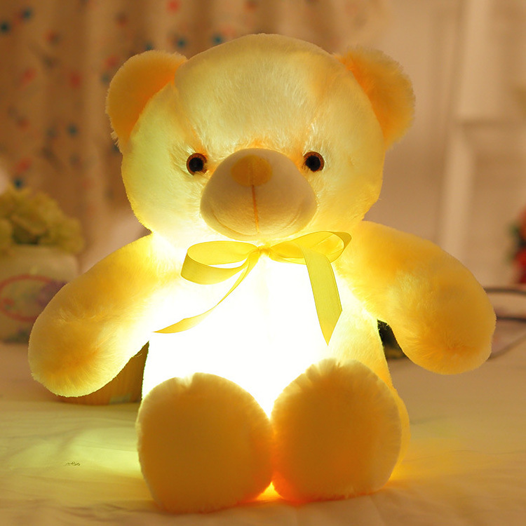 Hot Selling Led Teddy Bear Color Luminous Plush Animal Kids Sleeping Toy Collar Bear Valentine's Day Gift Teddy Bear Plush Toy