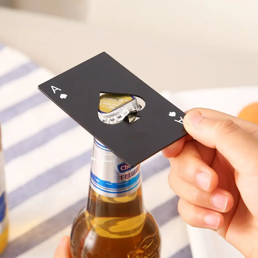 Stainless Steel Creative Ace of Spades Card Type Bottle Opener Metal Poker card Bottle Opener