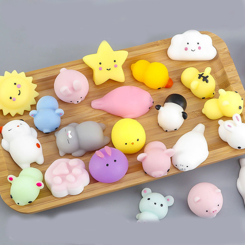 Kids Stress relief mini cute kawaiiTPR Slow Rising Rubber Mochi Squeeze  animals  Silicone Anti Stress Squishy  fidget Toys