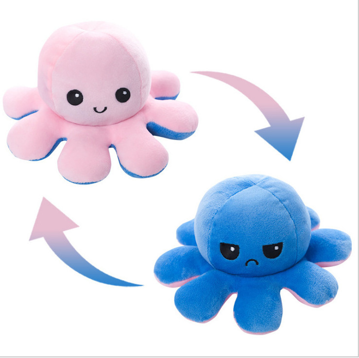 Stuffed Animals Toys Octopus Flip Reversible Plush Octopus Pillow Face Change Mood Small Octopus Doll Cute Soft Rag Doll