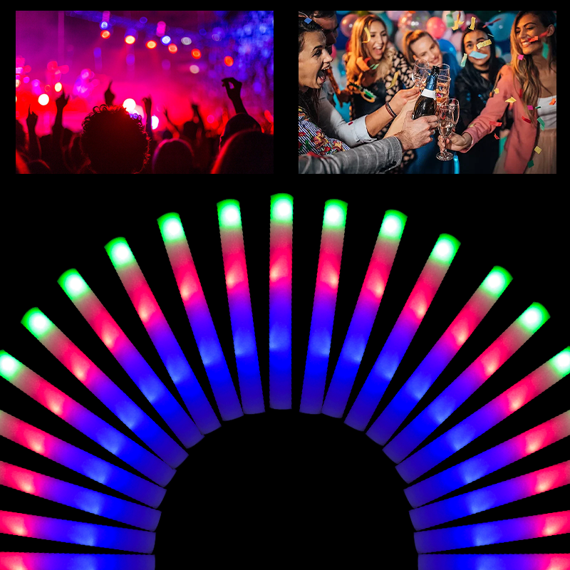 Promotional Night Club Led Glow Fluorescent Led Glow Foam Sticks Light Up Foam Baton  For Parties And Concert