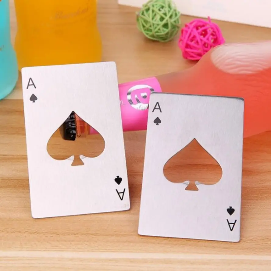 Stainless Steel Creative Ace of Spades Card Type Bottle Opener Metal Poker card Bottle Opener