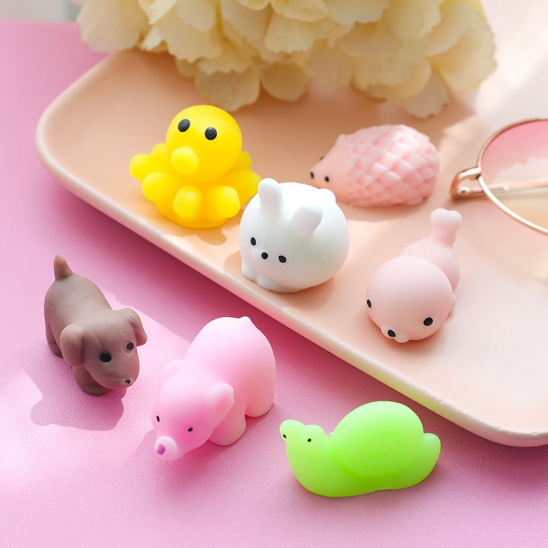 Kids Stress relief mini cute kawaiiTPR Slow Rising Rubber Mochi Squeeze  animals  Silicone Anti Stress Squishy  fidget Toys