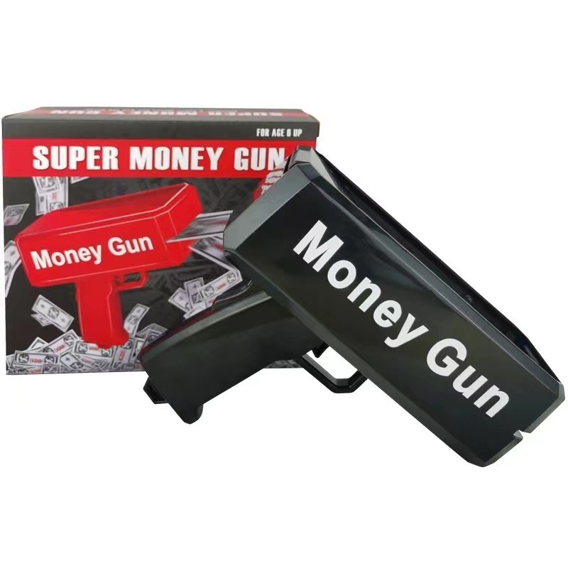 Super cool Gold Money Gun Toys Shooter Spray Cash Gun for holiday paty game props pistol spray rain money gun