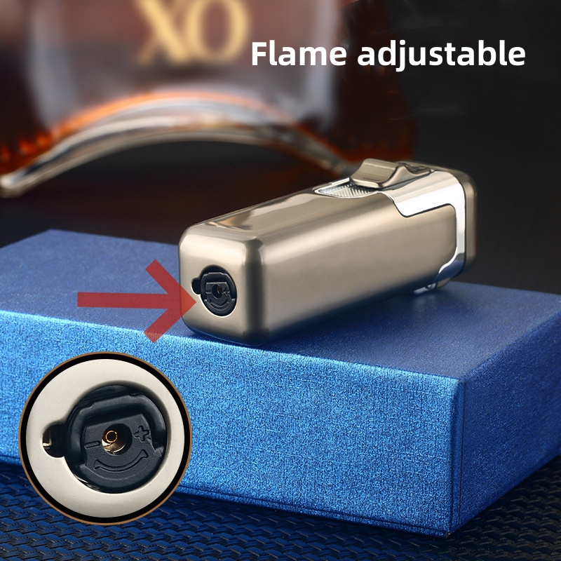 Custom Logo Refillable Gas 4 Straight Flame Jet Torch Lighter Windproof Jet Flame Gas Cigar Torch Business Gift Lighter