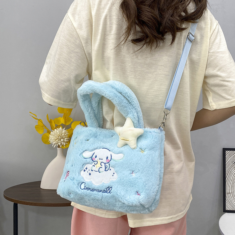 Kawaii Anime Tote Bag Super Soft Plush Kitty Cross  Sanrio Kuromi Cinnamoroll Crossbody Sling Bag Sanrio Melody Bag