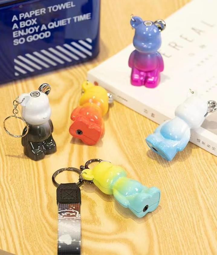 No gas bear lighter butane red flame cartoon cute with keychain gift smoking accessories windproof lighter