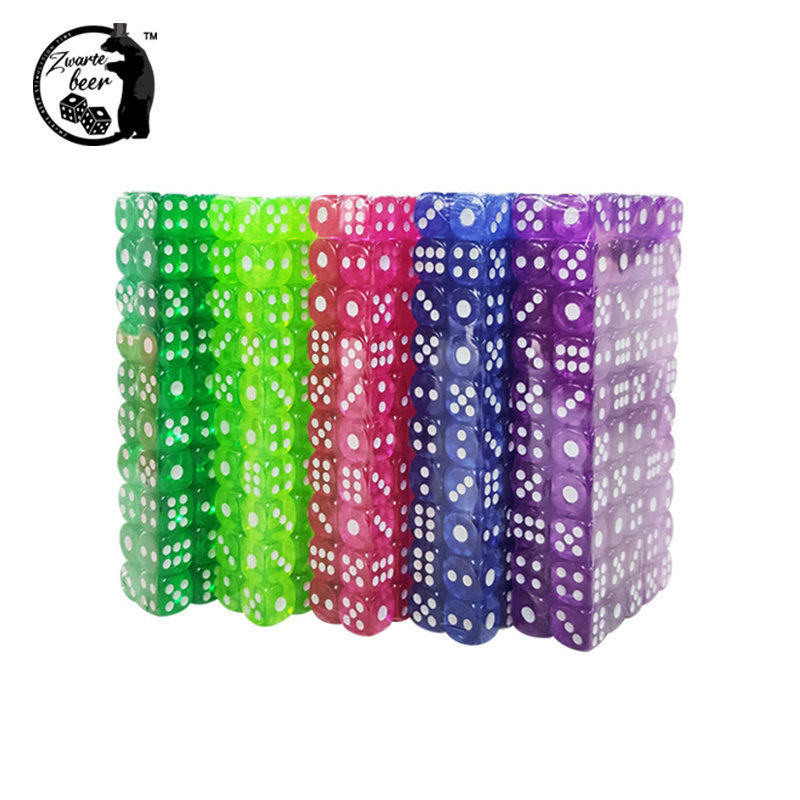 Small Polyhedral Dice 12mm Transparent Dice D6 Multi-Color Acrylic Dice Games