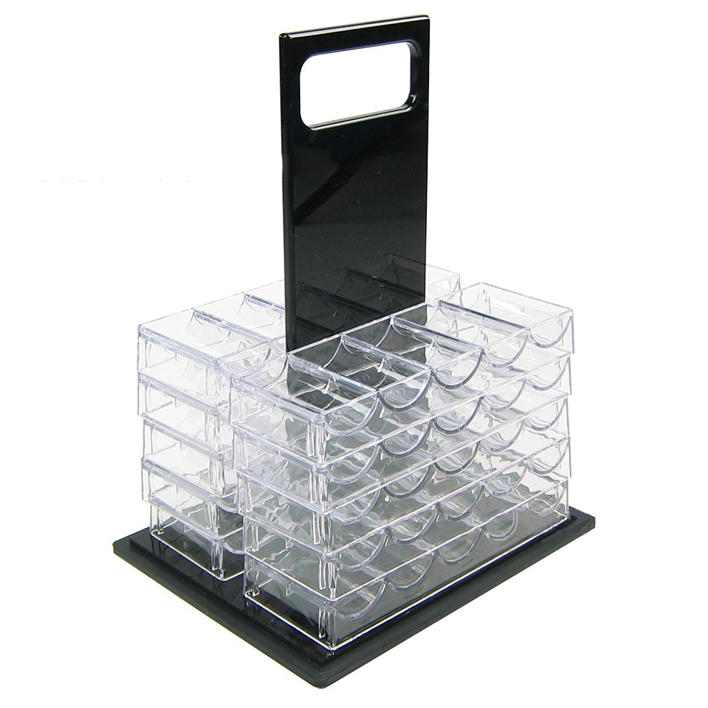 High Quality Acrylic 1000 Chip Suitcase Square Chip Storage Box Transparent Comes With 10 Trays