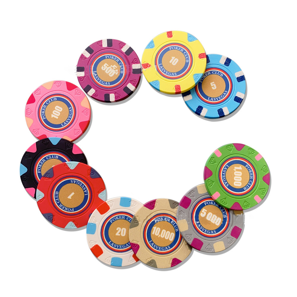 Ceramic Chips 39MM Round Poker Chips Diamond Pattern Poker Chips Set Board Game