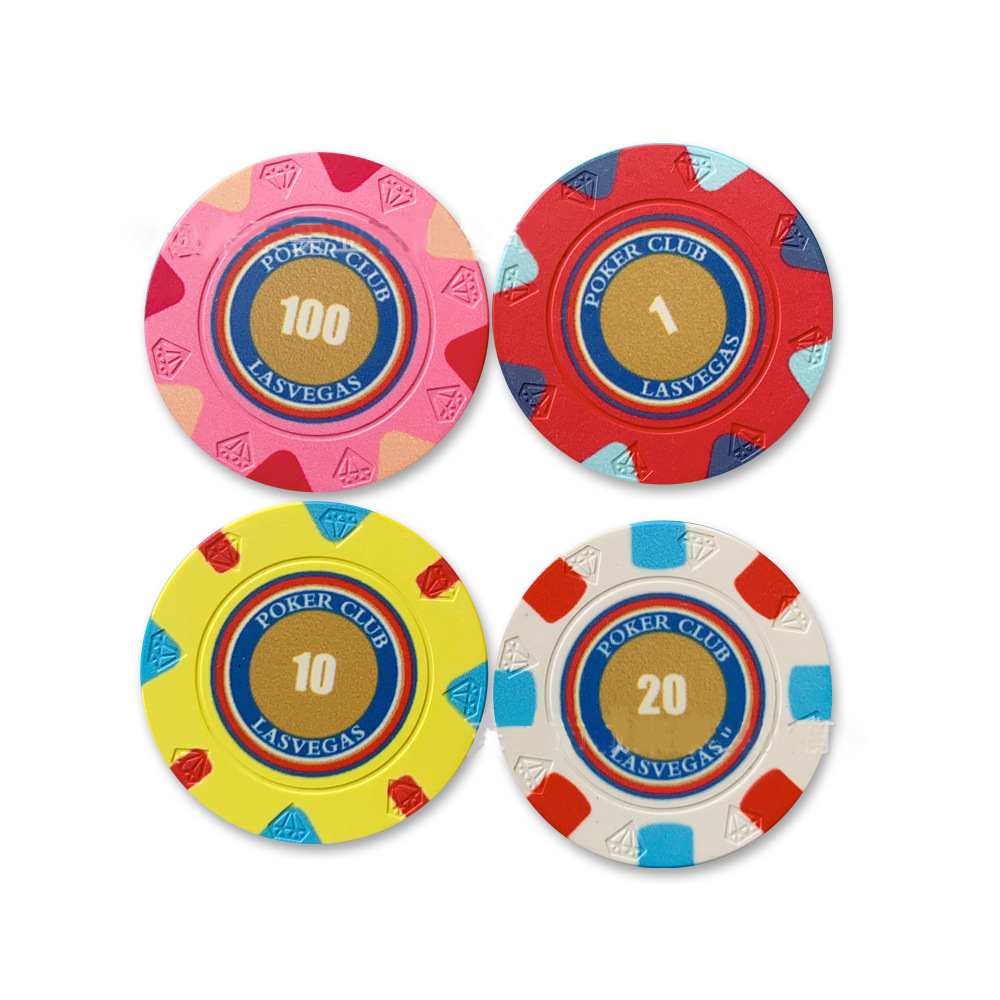 Ceramic Chips 39MM Round Poker Chips Diamond Pattern Poker Chips Set Board Game