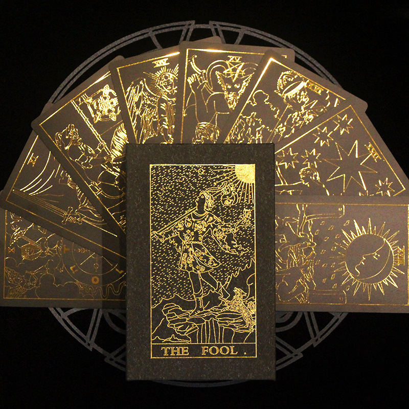 Foil Tarot Cards Plasticpvcwaterproof Tarot Cards with Guidebook Bronzing Tarot Cards Deck Board Game Gold Plastic Boxes Normal