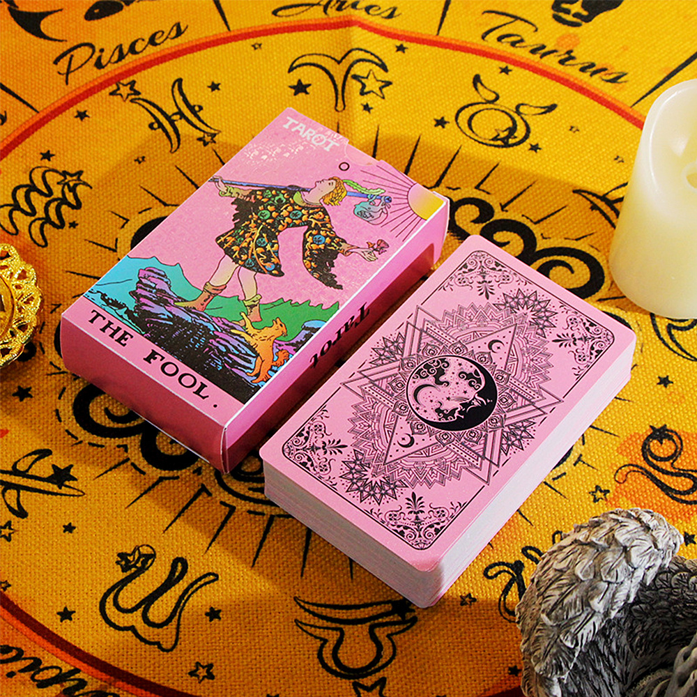 Plastic PET Water Proof Gold Leaf Rose Gold Tarot Cards Color Printing Tarot Cards With Guidebook