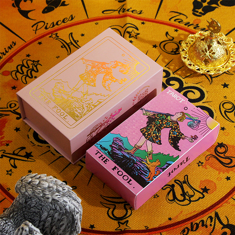 Plastic PET Water Proof Gold Leaf Rose Gold Tarot Cards Color Printing Tarot Cards With Guidebook