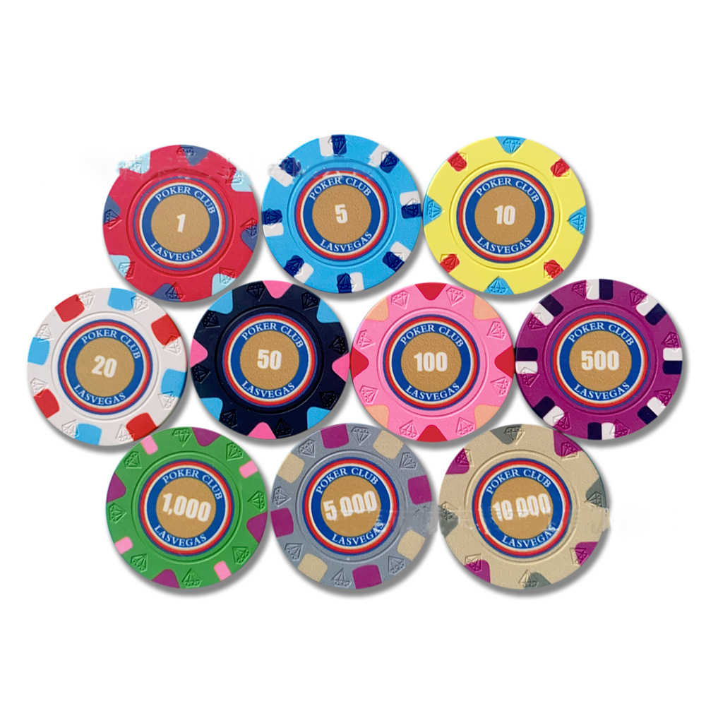 Ceramic Chips 39MM Round Poker Chips Diamond Pattern Poker Chips Set Board Game