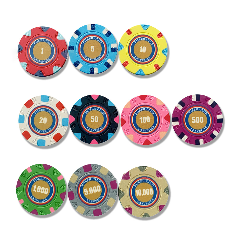 Ceramic Chips 39MM Round Poker Chips Diamond Pattern Poker Chips Set Board Game