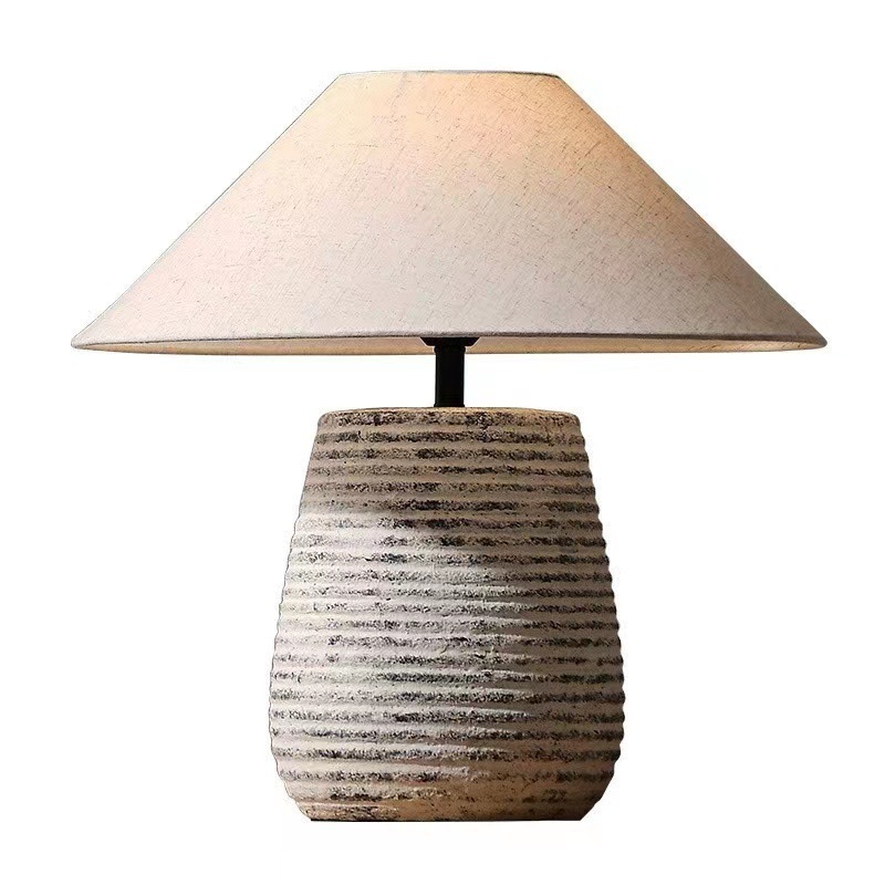 Modern Simple Ceramic Floor LED Desk Lamp Bedroom Bedside Work Desk Office Creative Reading Desk Lamp with fabric shade