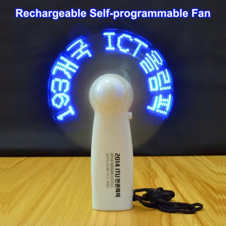 CSX New Product Mini Portable Handy Led Custom Message Battery Fan, Programmable Led Display Handheld Electric Fan