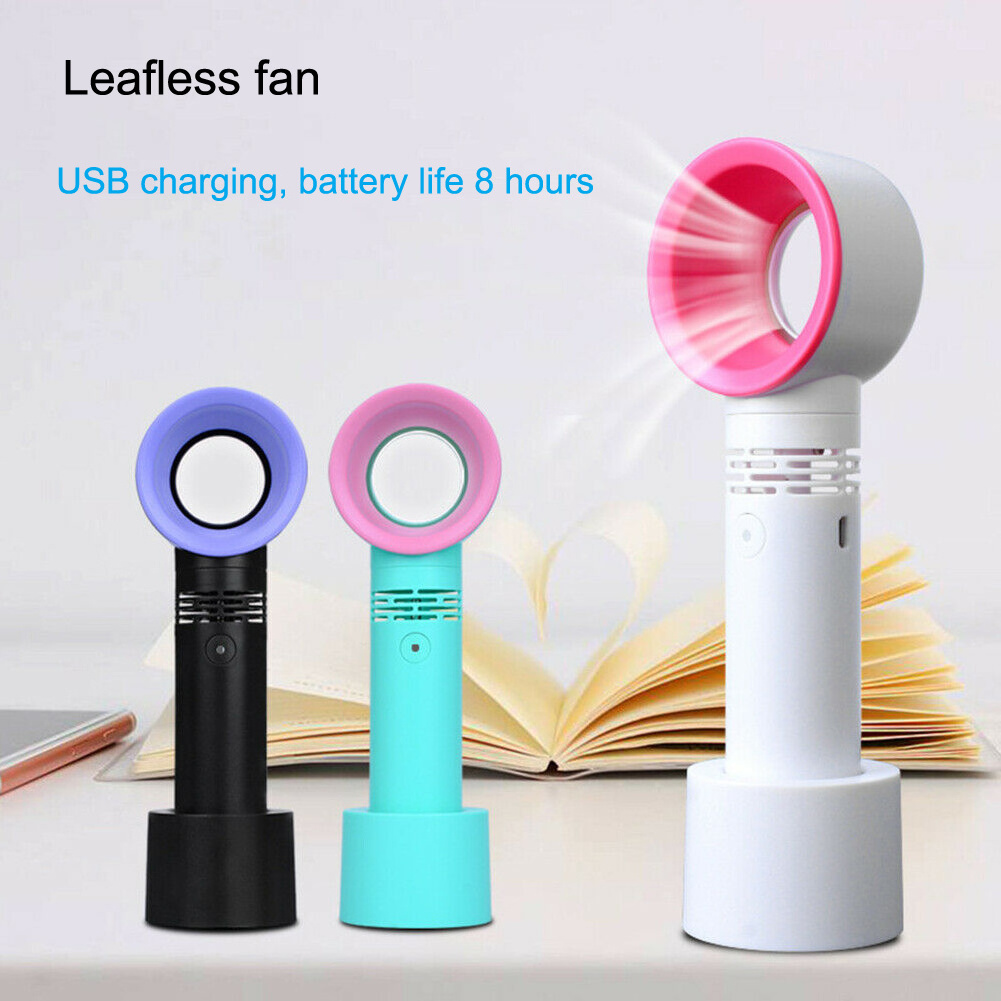 Rechargeable Bladeless Fan Portable Handheld Leafless Cooling USB Mini Fan Desktop stand fan with 3 speeds