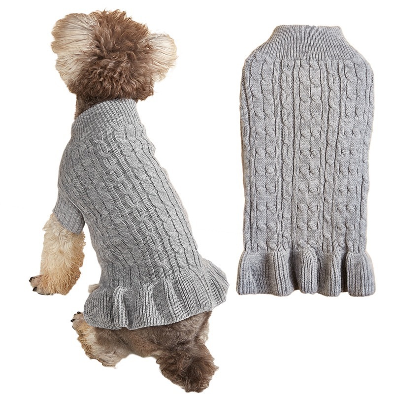 Autumn Winter  Dress Sweater for Dog Cat Candy Color Fried Dough Twists Wool Knitting Teddy Bear Dog Sweater  Cat Clothes