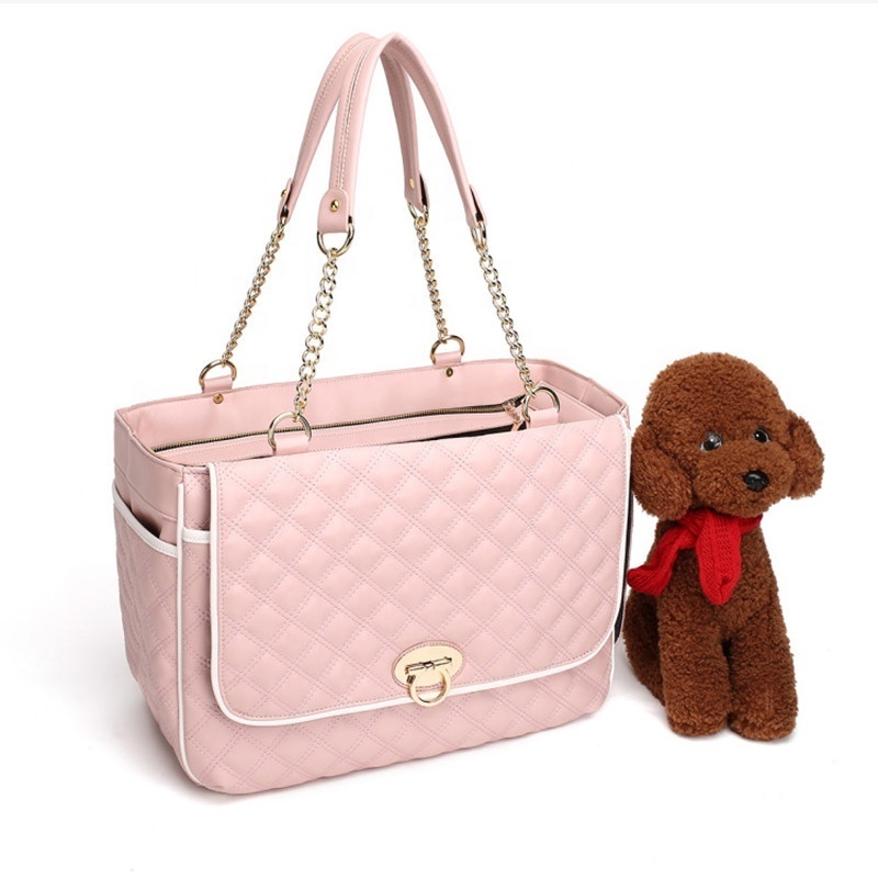 Pet Carrier Bag Luxury  Pu Leather Cat Dog Carrier Bag Pet Handbag Outdoor Travel Pet Shoulder Bag