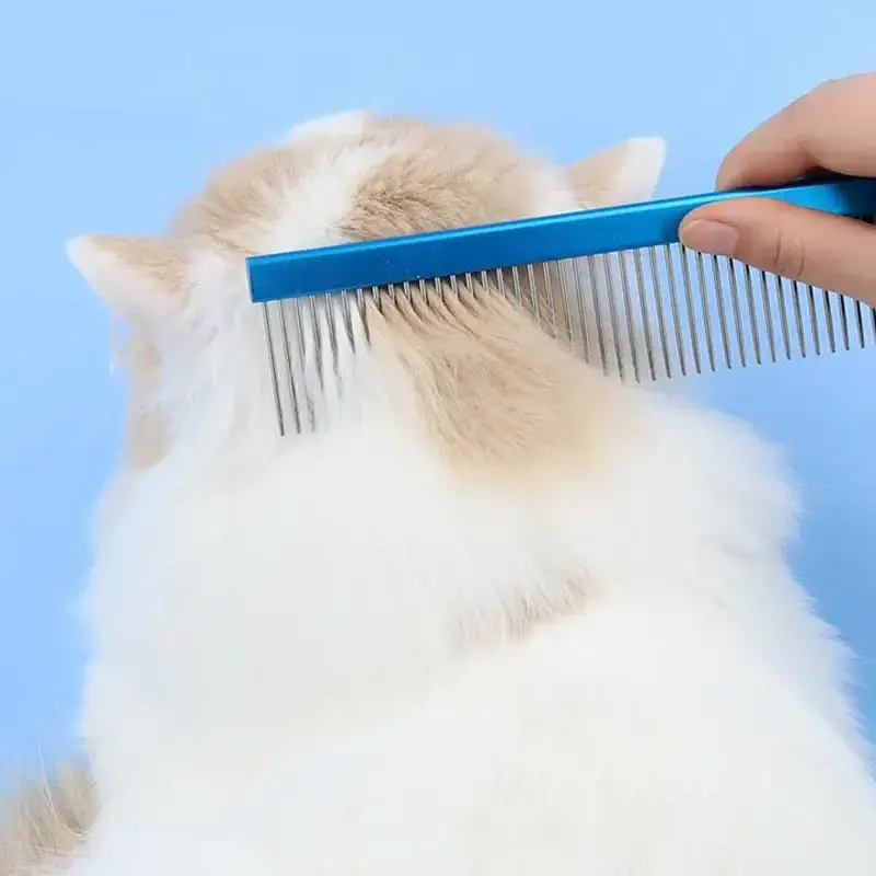 20-25cm Professional Color Cats Comb Stainless Steel Pet Row Comb Full Sparse Tooth Brush Modeling Open The Knot Dogs Comb