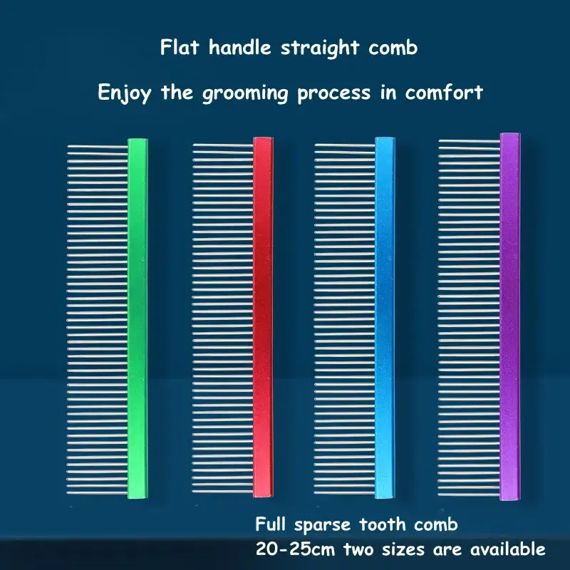 20-25cm Professional Color Cats Comb Stainless Steel Pet Row Comb Full Sparse Tooth Brush Modeling Open The Knot Dogs Comb