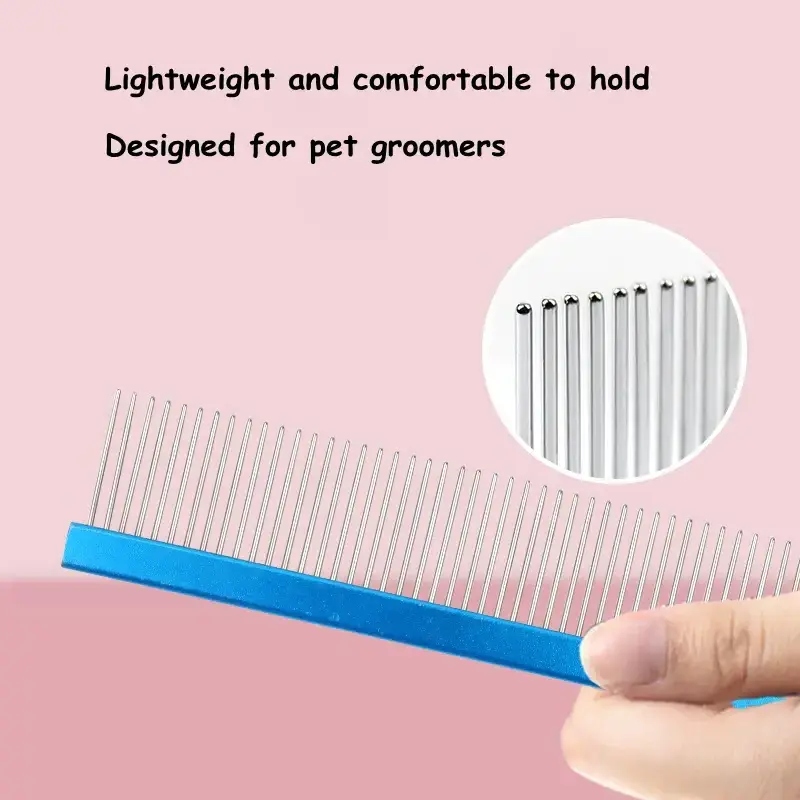 20-25cm Professional Color Cats Comb Stainless Steel Pet Row Comb Full Sparse Tooth Brush Modeling Open The Knot Dogs Comb