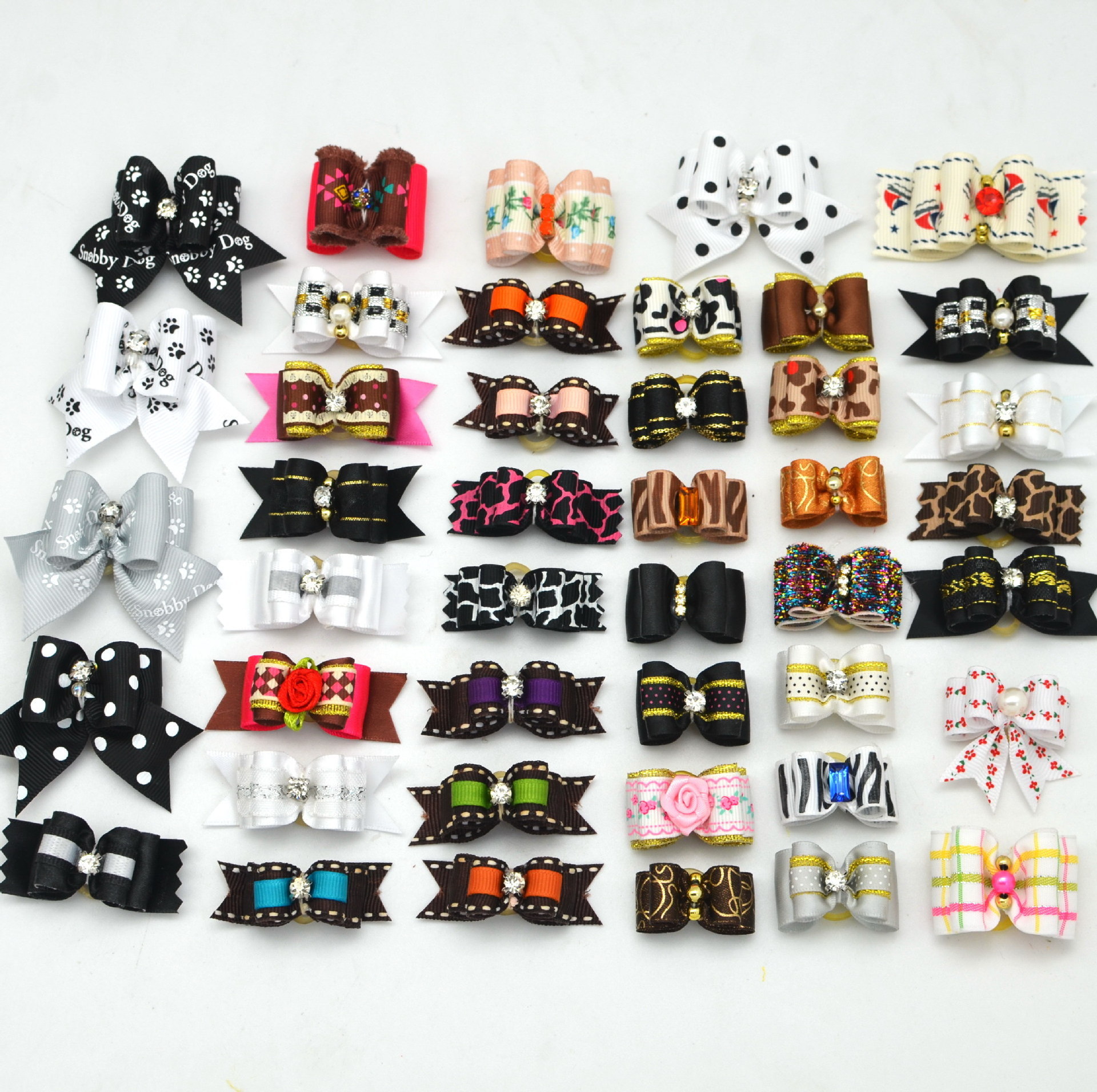 Small Dog Hair Bows with Rubber Bands Doggies Cats Topknot Matching Hair Grooming Accessories for  Yorkie Poodle Maltese