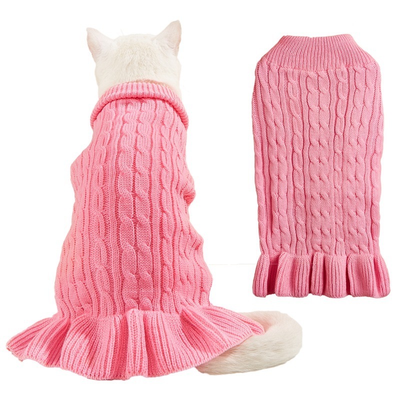 Autumn Winter  Dress Sweater for Dog Cat Candy Color Fried Dough Twists Wool Knitting Teddy Bear Dog Sweater  Cat Clothes