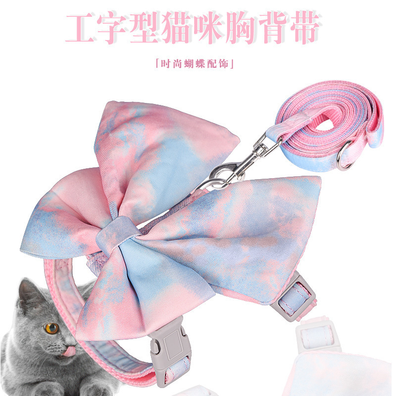 Anti Breakaway Cute Pet Dog Harness Leash Set Princess Cat Bowknot Vest Harness for Small Dog Walk Training Accessories Supplies