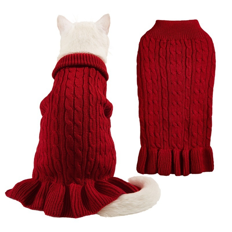 Autumn Winter  Dress Sweater for Dog Cat Candy Color Fried Dough Twists Wool Knitting Teddy Bear Dog Sweater  Cat Clothes