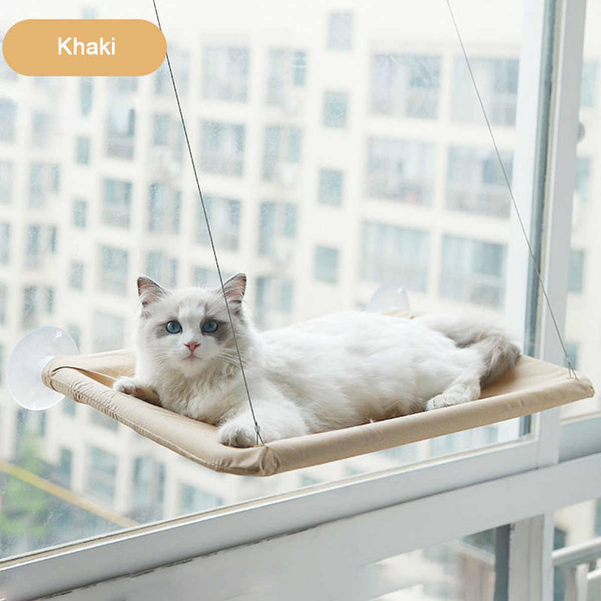 Pet Hanging Bed Cat Beds Sucker Window Mounted Perch Cat Hammock Wood Shelf Seat Pet Climbing Supports Up To 20kg