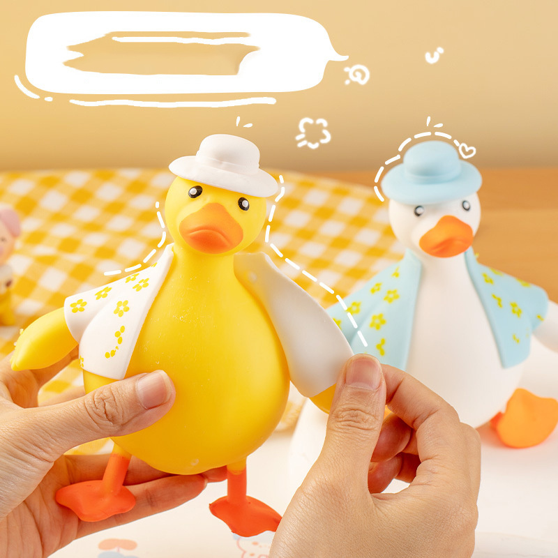 2024 New Kawaii Stretch Sand Filled Duck Animal Toys Stress Relief Vent Mini Squishy Fidget TPR Squeeze Toy