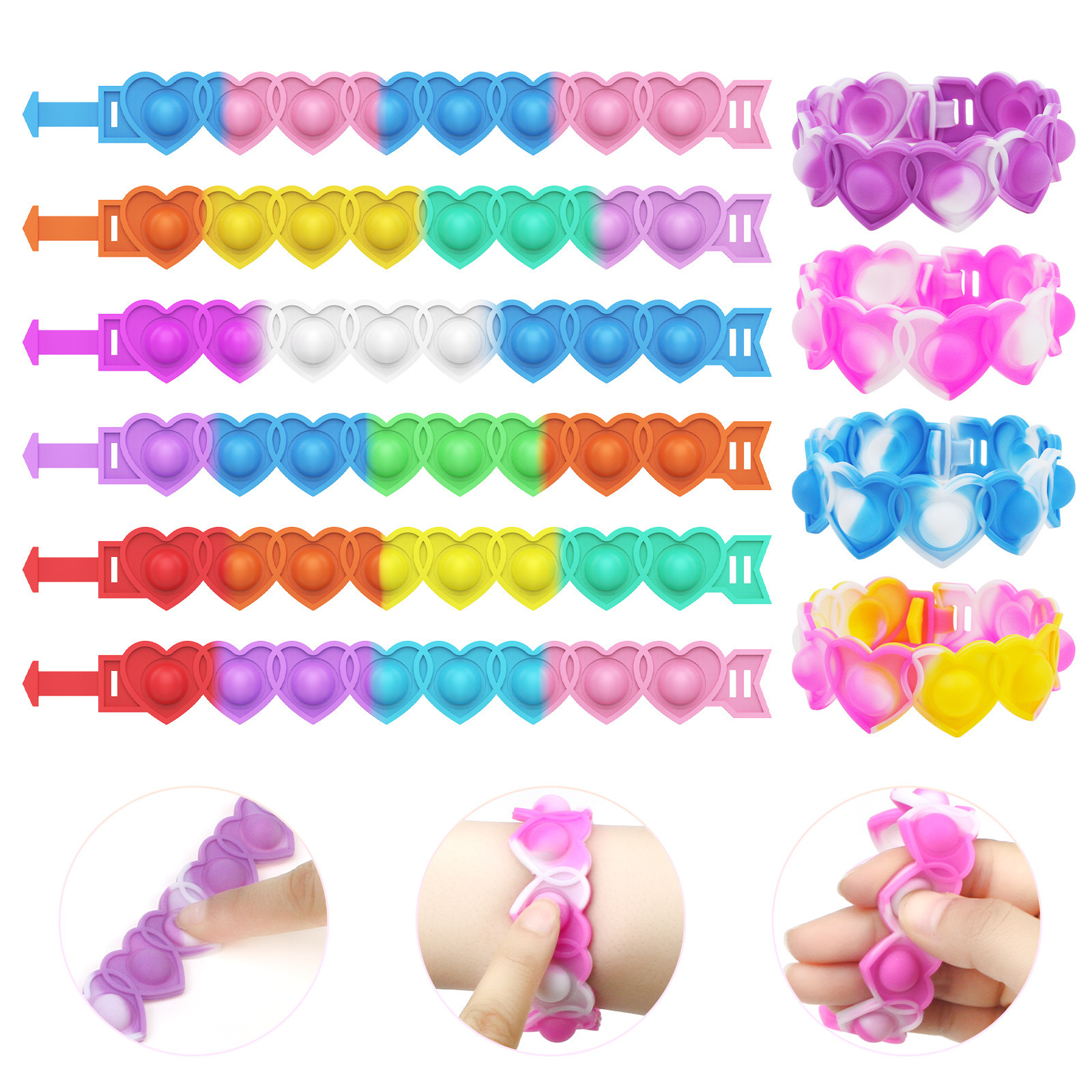 2023 Hot selling children bubble bracelet Push Pop Squeeze Toys Hand Silicone pop it bracelet Fidget Toy