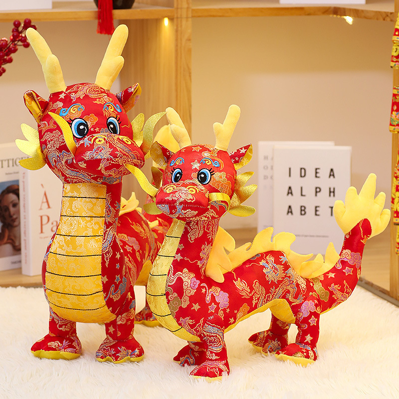 In Stock 2024 Chinese Dragon Year  Mascot Plush Toy Opening Event Annual Meeting Gift Zodiac Dragon Doll Plush Animal Toy