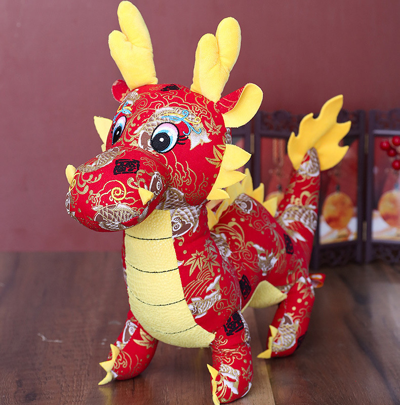 In Stock 2024 Chinese Dragon Year  Mascot Plush Toy Opening Event Annual Meeting Gift Zodiac Dragon Doll Plush Animal Toy