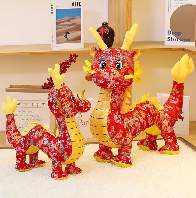 In Stock 2024 Chinese Dragon Year  Mascot Plush Toy Opening Event Annual Meeting Gift Zodiac Dragon Doll Plush Animal Toy