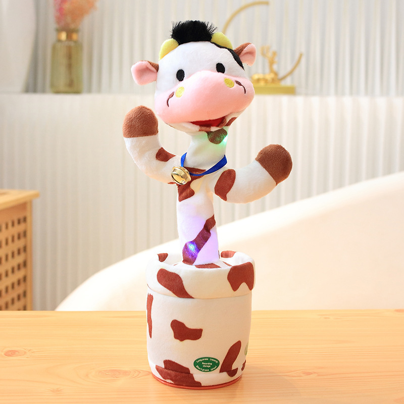 Fun Dancing Cactus Singing Toys Animal Rabbit Cow Soft Plush Cactus Electric Talking Sing Dancing Toy