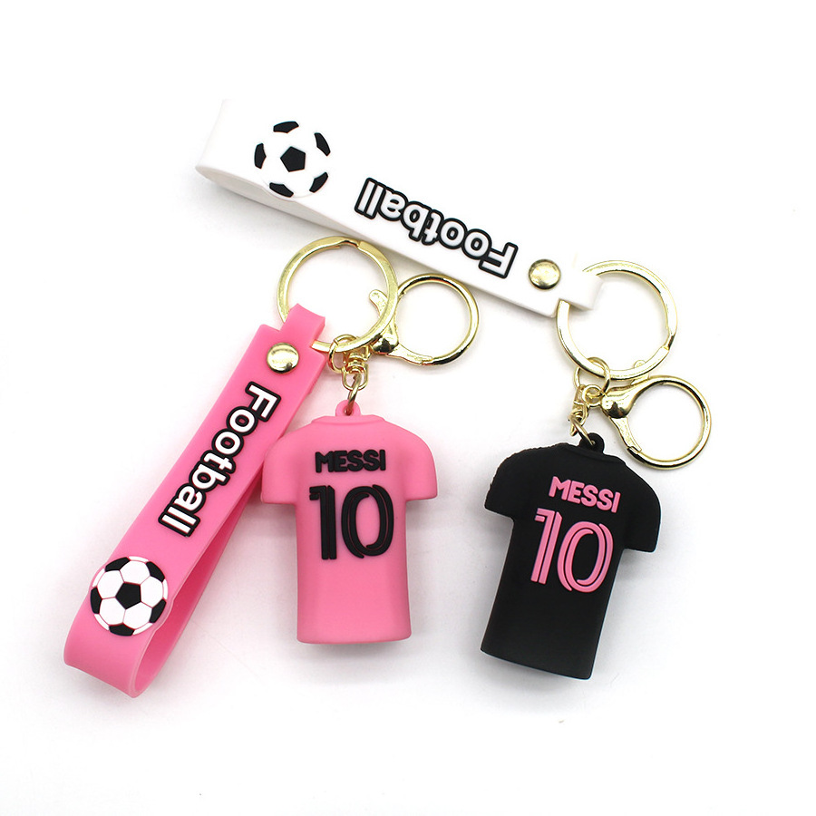 Football star cartoon doll pendant Messi 3D PVC soccer sports bag keychain