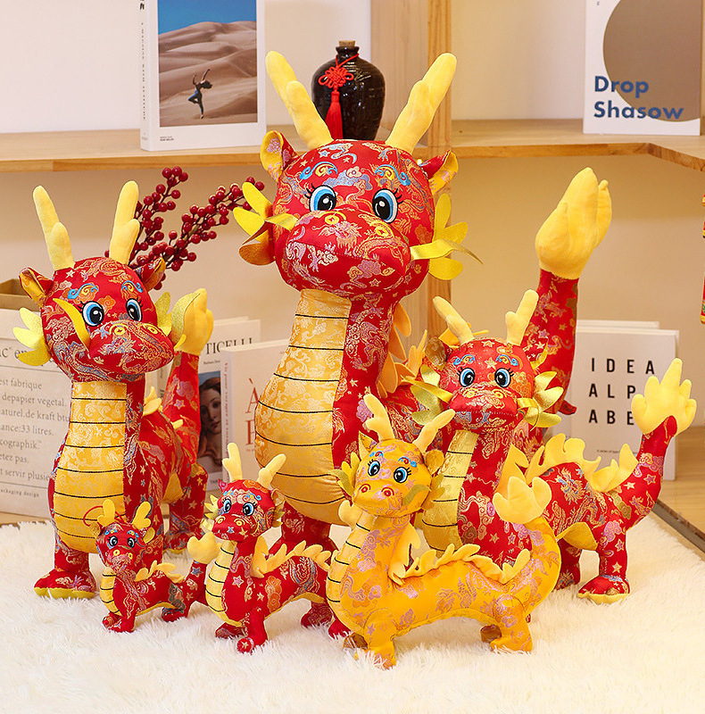 In Stock 2024 Chinese Dragon Year  Mascot Plush Toy Opening Event Annual Meeting Gift Zodiac Dragon Doll Plush Animal Toy