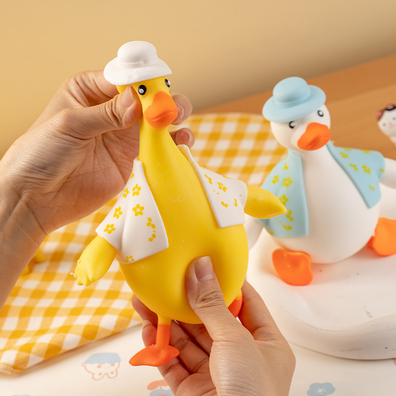 2024 New Kawaii Stretch Sand Filled Duck Animal Toys Stress Relief Vent Mini Squishy Fidget TPR Squeeze Toy