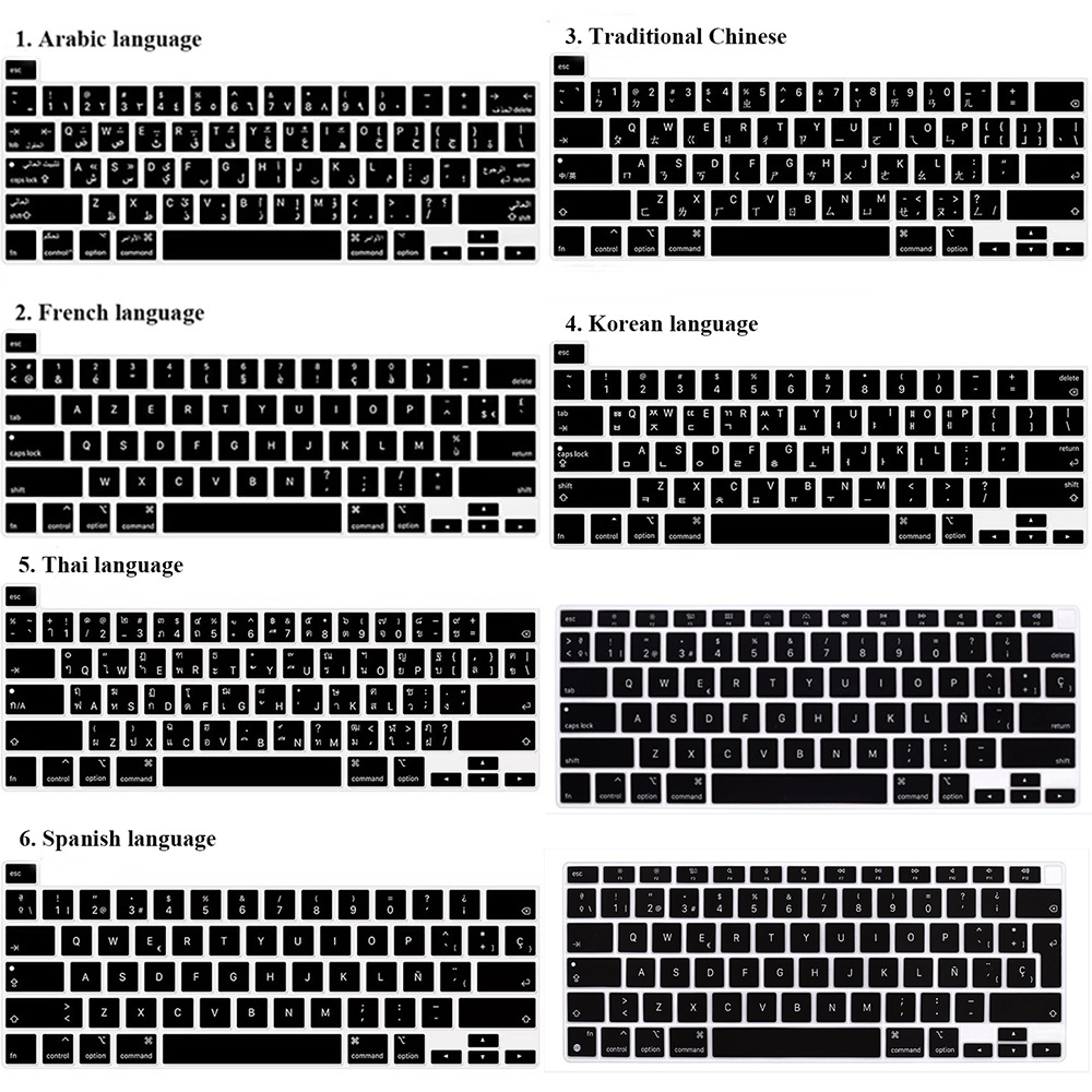 Keyboard Cover For MacBook Air 13 inch 2022 2021 2020 Release A2337 M1 A2179 Waterproof Protective Silicone Black TPU Clear