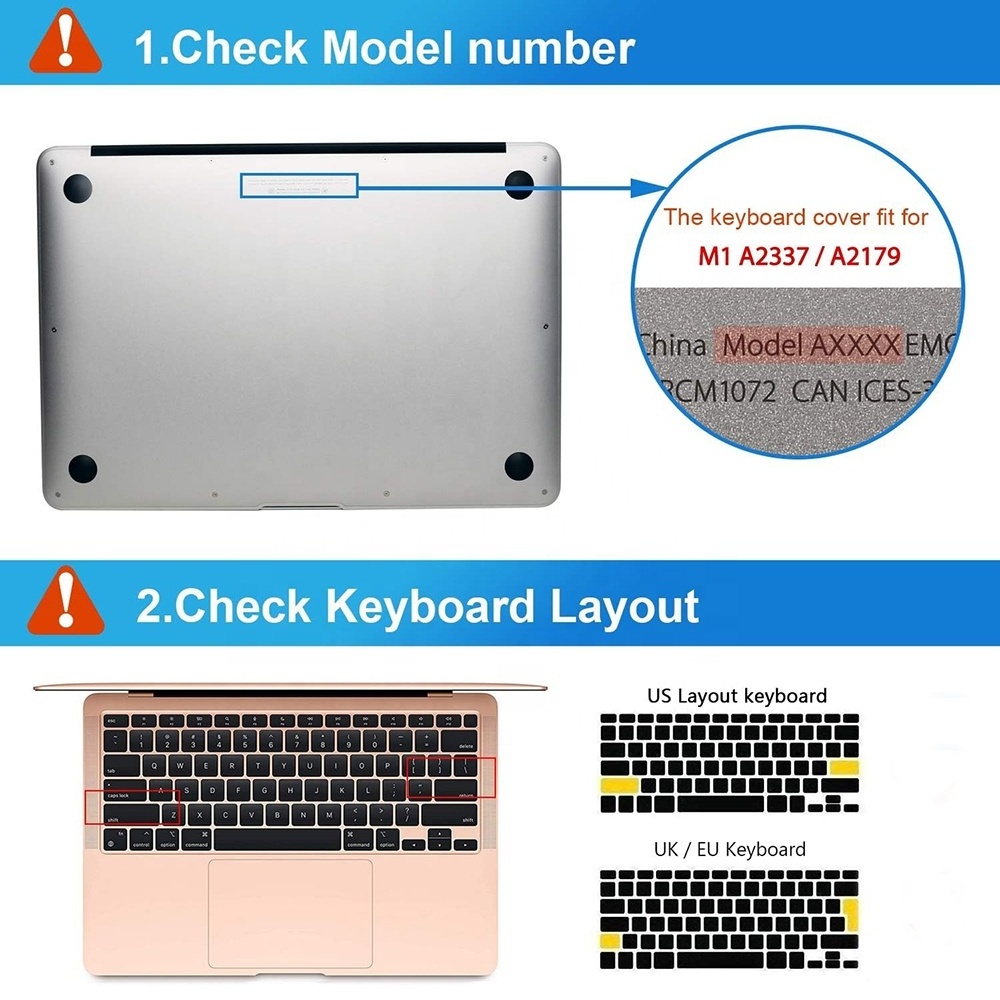 Keyboard Cover For MacBook Air 13 inch 2022 2021 2020 Release A2337 M1 A2179 Waterproof Protective Silicone Black TPU Clear