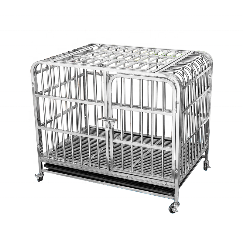 Stainless Steel Metal Design square dog cage mesh kennel cage for dogs high quality silver color pet cages, carriers & houses