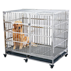 Stainless Steel Metal Design square dog cage mesh kennel cage for dogs high quality silver color pet cages, carriers & houses