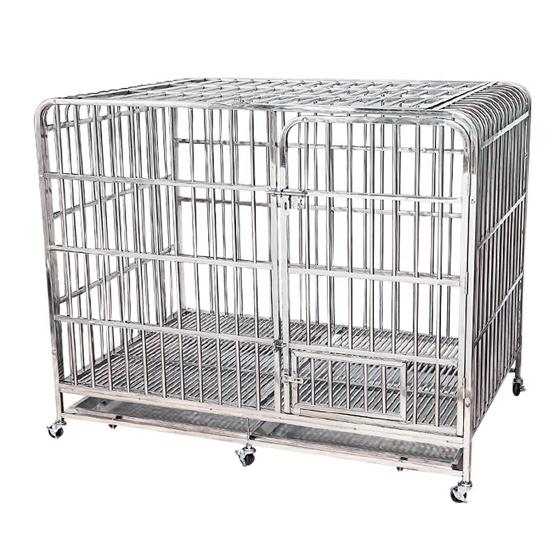 Stainless Steel Metal Design square dog cage mesh kennel cage for dogs high quality silver color pet cages, carriers & houses