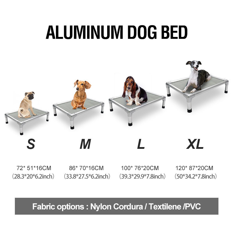 Custom Wholesale Luxury Washable Aluminum Frame Light High Pet Dog Cot Designer All season Waterproof Large Elevated Dog Bed