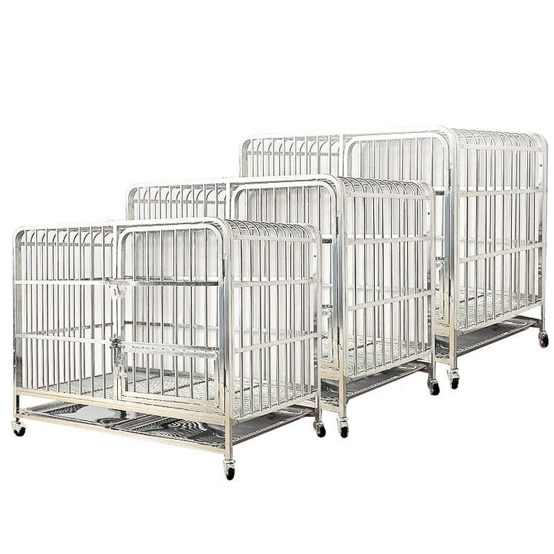 Wholesale High Quality Multiple Sizes Kennel Cheap Metal Foldable Stainless Steel China silver color dog cages metal kennels